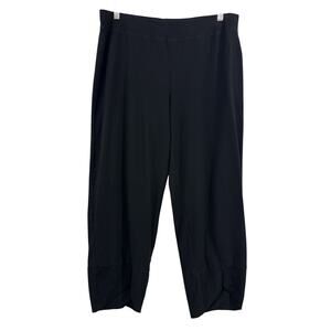 EILEEN FISHER Black Pull-On Split Hem Pant L – Slim Cropped Casual Work
